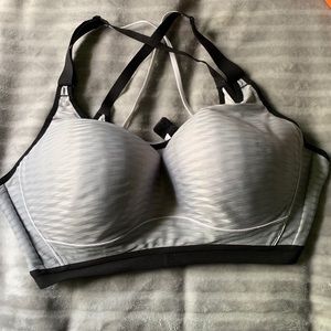 Grey strappy sports bra